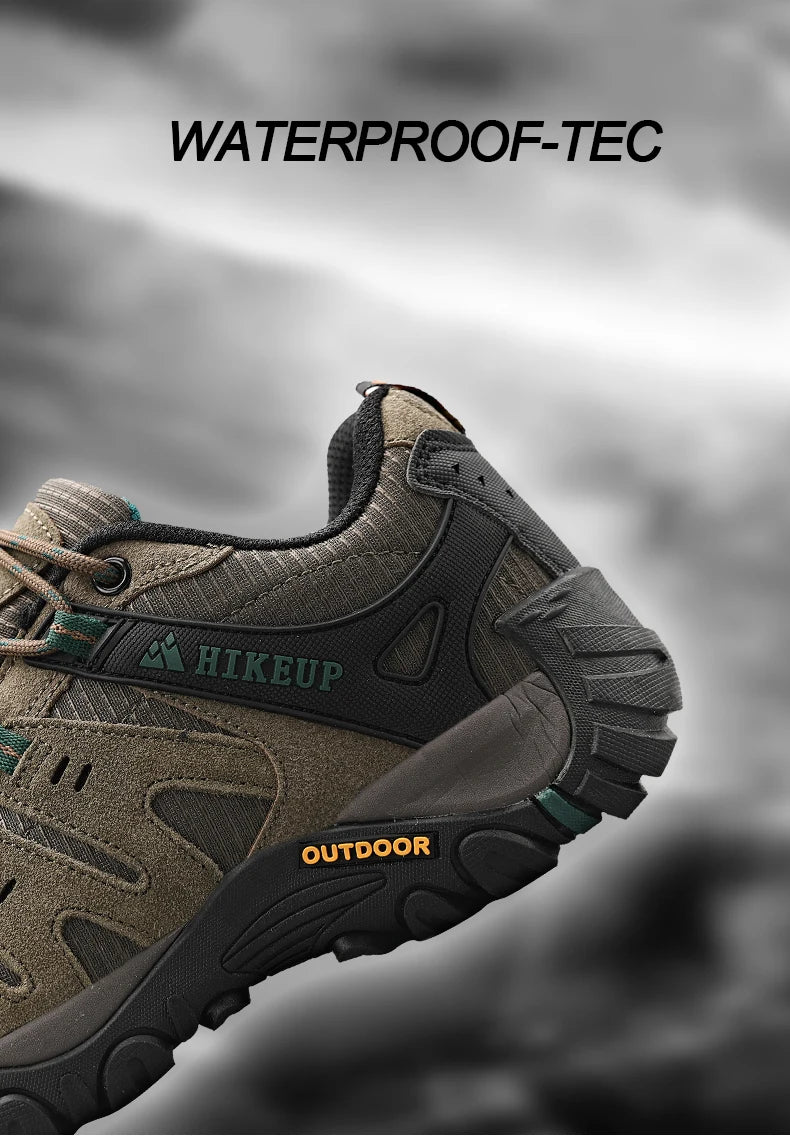 HIKEUP Men's hiking shoes Mountain trekking outdoor shoes Wear-resistant Men walking Suede leather High quality fashion sneakers