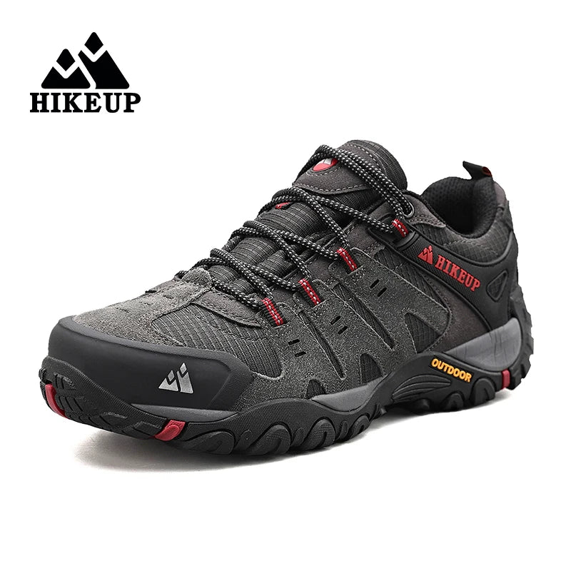 HIKEUP Men's hiking shoes Mountain trekking outdoor shoes Wear-resistant Men walking Suede leather High quality fashion sneakers