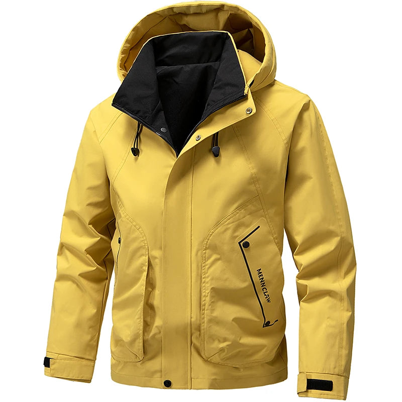 Hiking Jacket Men Waterproof Hooded Zip Up Jacket Lightweight Spring and Autumn Outerwear Coats Men Camping Trekking Clothes