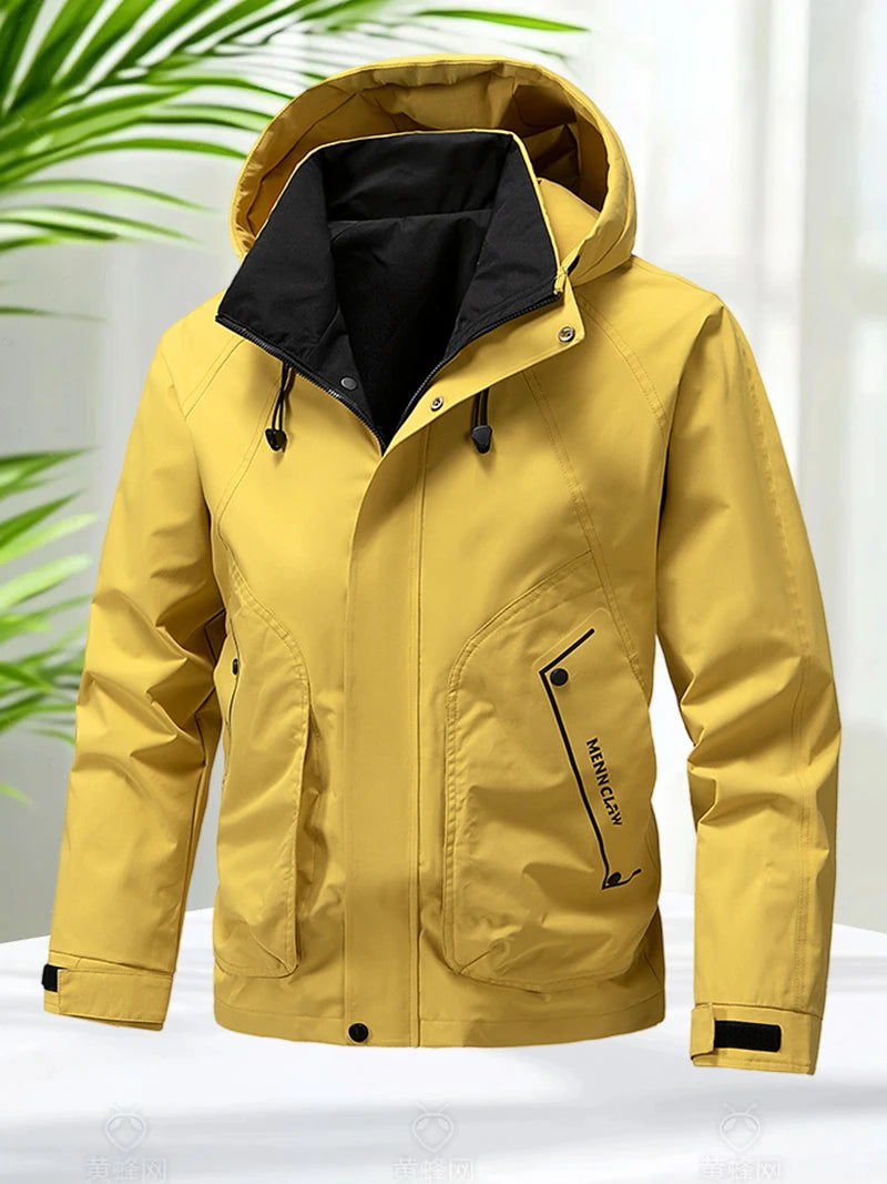 Hiking Jacket Men Waterproof Hooded Zip Up Jacket Lightweight Spring and Autumn Outerwear Coats Men Camping Trekking Clothes