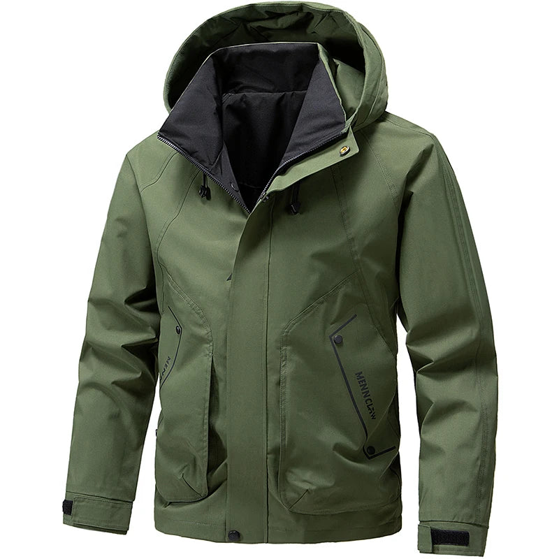 Hiking Jacket Men Waterproof Hooded Zip Up Jacket Lightweight Spring and Autumn Outerwear Coats Men Camping Trekking Clothes