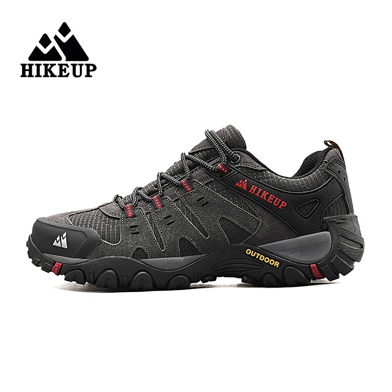 HIKEUP Men's hiking shoes Mountain trekking outdoor shoes Wear-resistant Men walking Suede leather High quality fashion sneakers