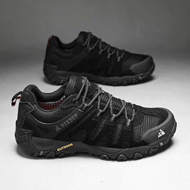 HIKEUP Men's hiking shoes Mountain trekking outdoor shoes Wear-resistant Men walking Suede leather High quality fashion sneakers