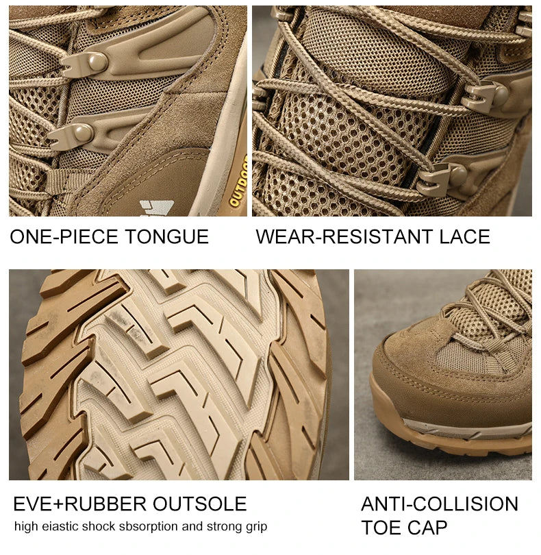 HIKEUP Non-slip Wear Resistant Outdoor Hiking Shoes Breathable Splashproof Climbing Men Sneaker Trekking Tourism Mountain Shoes