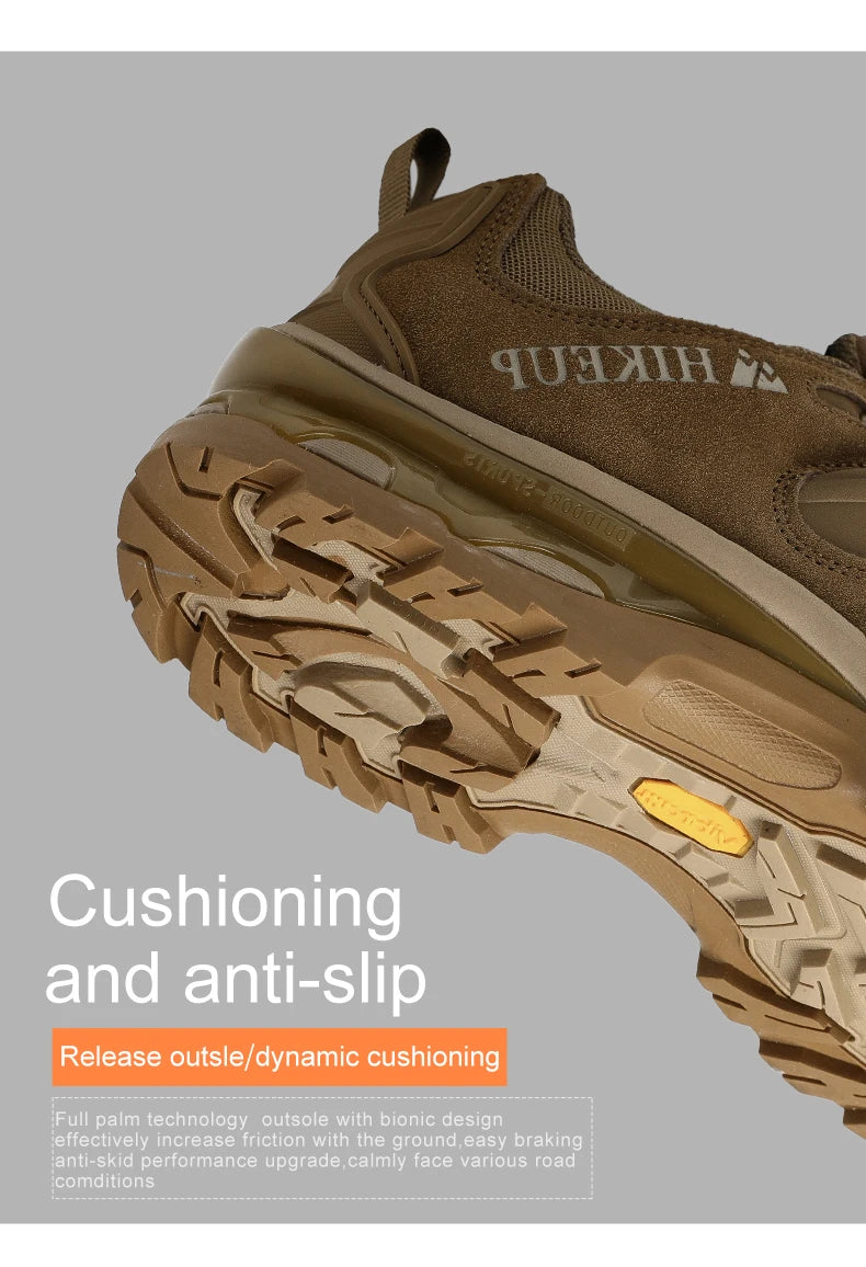 HIKEUP Non-slip Wear Resistant Outdoor Hiking Shoes Breathable Splashproof Climbing Men Sneaker Trekking Tourism Mountain Shoes