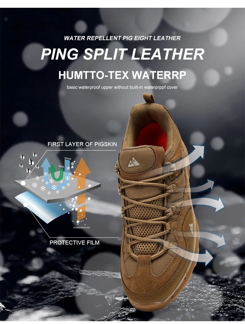 HIKEUP Non-slip Wear Resistant Outdoor Hiking Shoes Breathable Splashproof Climbing Men Sneaker Trekking Tourism Mountain Shoes