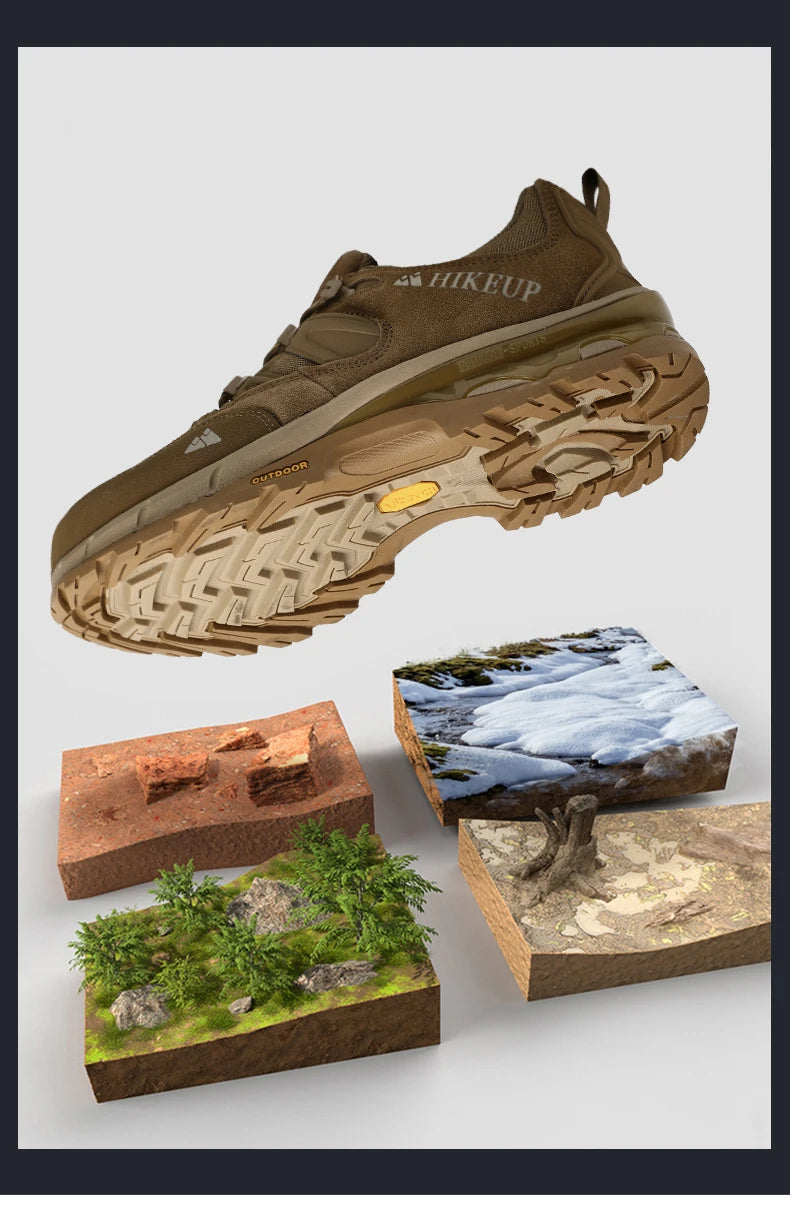 HIKEUP Non-slip Wear Resistant Outdoor Hiking Shoes Breathable Splashproof Climbing Men Sneaker Trekking Tourism Mountain Shoes