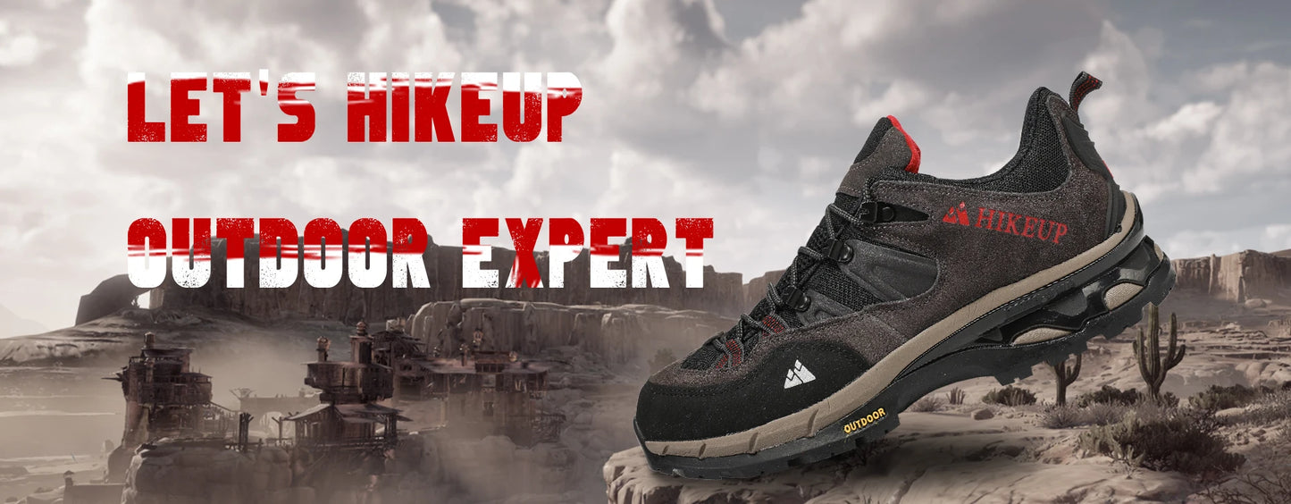 HIKEUP Non-slip Wear Resistant Outdoor Hiking Shoes Breathable Splashproof Climbing Men Sneaker Trekking Tourism Mountain Shoes