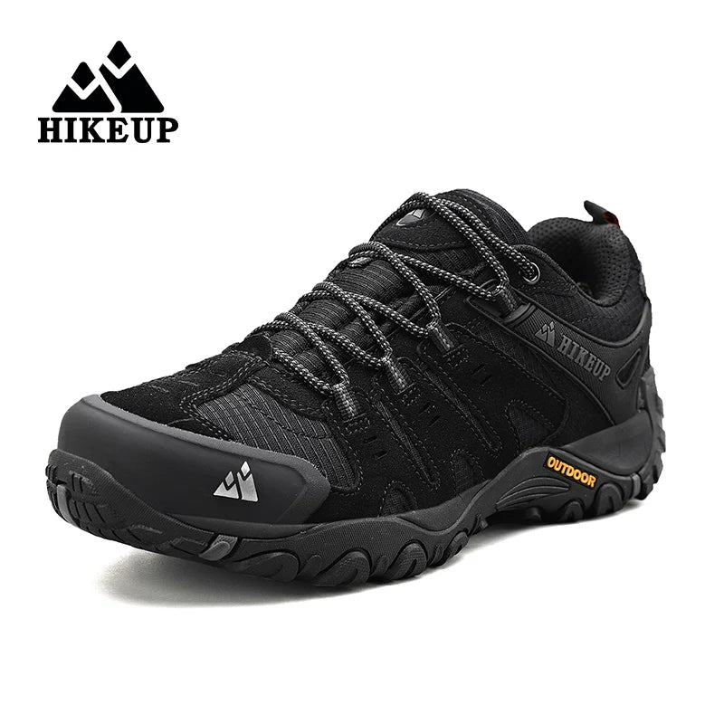 HIKEUP Men's hiking shoes Mountain trekking outdoor shoes Wear-resistant Men walking Suede leather High quality fashion sneakers