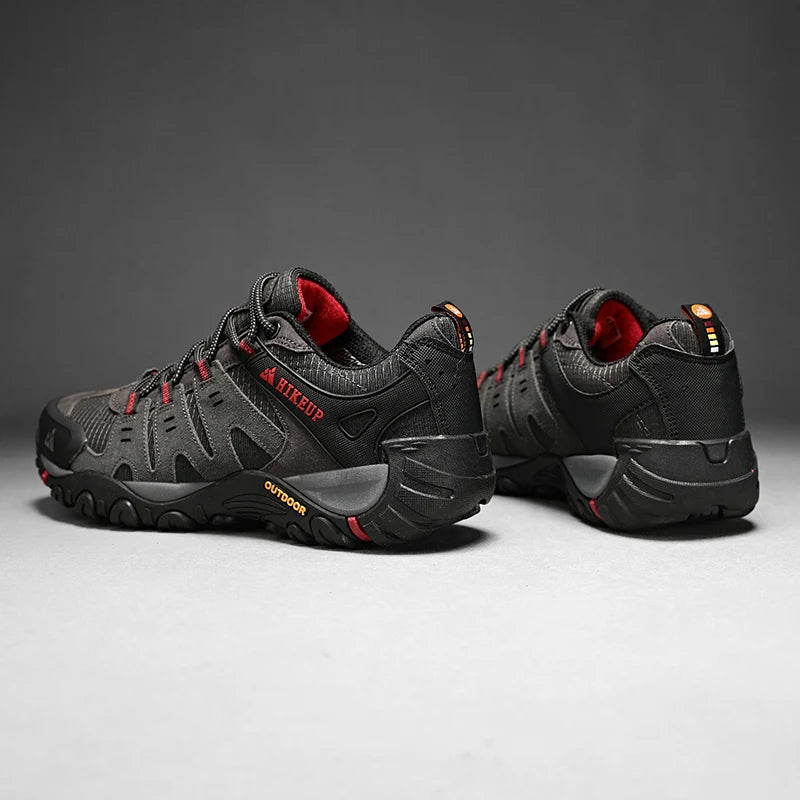 HIKEUP Men's hiking shoes Mountain trekking outdoor shoes Wear-resistant Men walking Suede leather High quality fashion sneakers