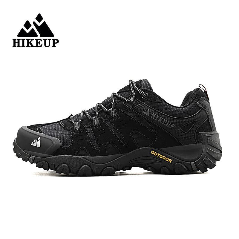 HIKEUP Men's hiking shoes Mountain trekking outdoor shoes Wear-resistant Men walking Suede leather High quality fashion sneakers