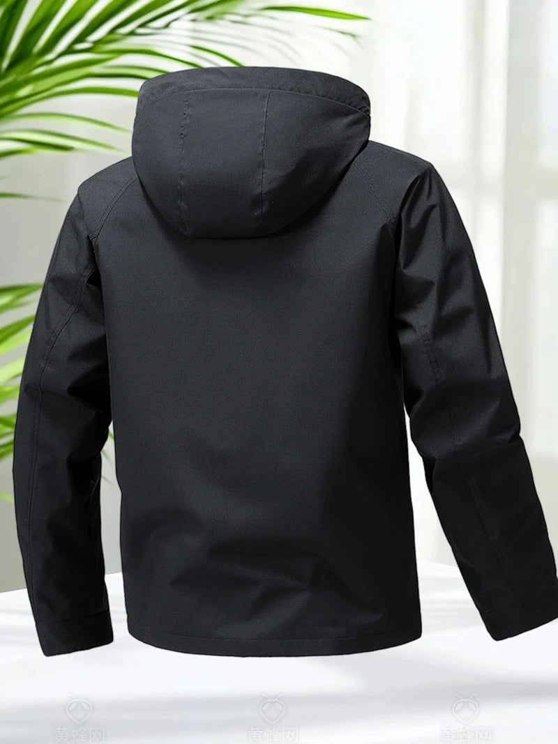 Hiking Jacket Men Waterproof Hooded Zip Up Jacket Lightweight Spring and Autumn Outerwear Coats Men Camping Trekking Clothes