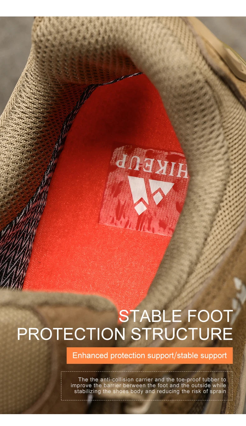 HIKEUP Non-slip Wear Resistant Outdoor Hiking Shoes Breathable Splashproof Climbing Men Sneaker Trekking Tourism Mountain Shoes