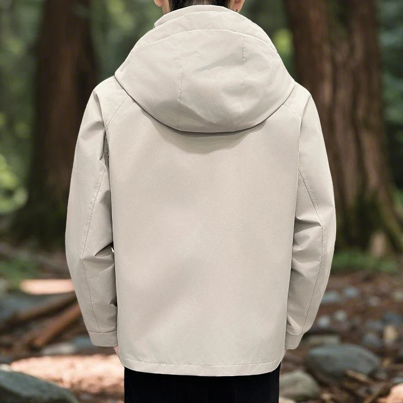 Hiking Jacket Men Waterproof Hooded Zip Up Jacket Lightweight Spring and Autumn Outerwear Coats Men Camping Trekking Clothes