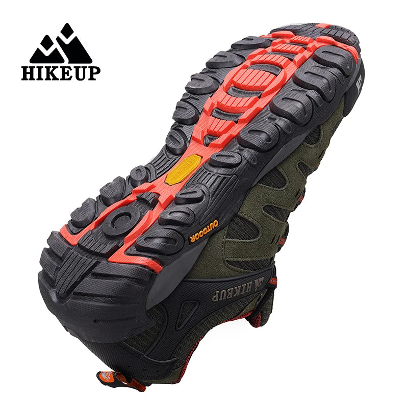 HIKEUP Men's hiking shoes Mountain trekking outdoor shoes Wear-resistant Men walking Suede leather High quality fashion sneakers