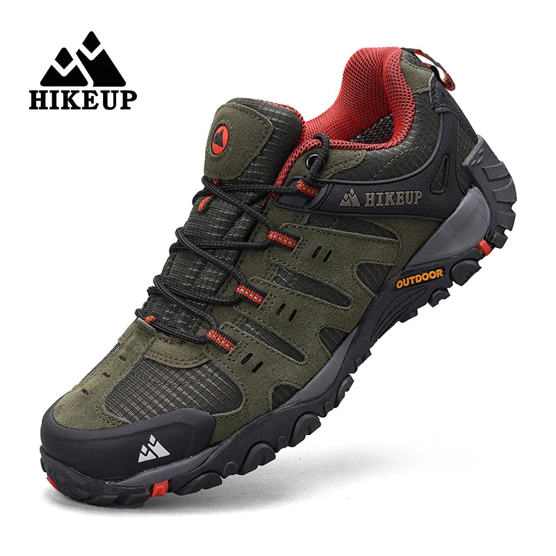 HIKEUP Men's hiking shoes Mountain trekking outdoor shoes Wear-resistant Men walking Suede leather High quality fashion sneakers