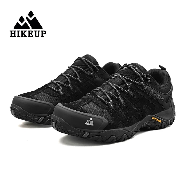HIKEUP Men's hiking shoes Mountain trekking outdoor shoes Wear-resistant Men walking Suede leather High quality fashion sneakers