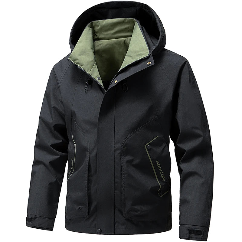 Hiking Jacket Men Waterproof Hooded Zip Up Jacket Lightweight Spring and Autumn Outerwear Coats Men Camping Trekking Clothes