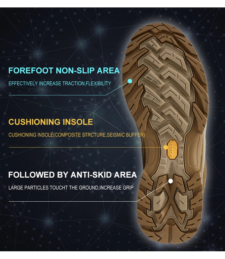 HIKEUP Non-slip Wear Resistant Outdoor Hiking Shoes Breathable Splashproof Climbing Men Sneaker Trekking Tourism Mountain Shoes