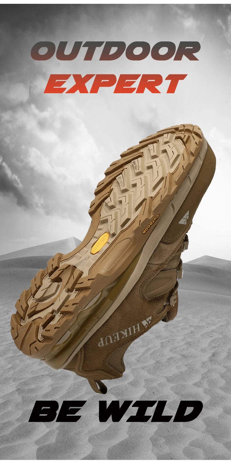 HIKEUP Non-slip Wear Resistant Outdoor Hiking Shoes Breathable Splashproof Climbing Men Sneaker Trekking Tourism Mountain Shoes