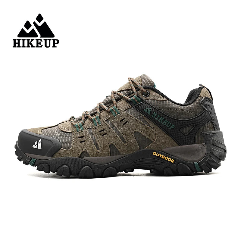 HIKEUP Men's hiking shoes Mountain trekking outdoor shoes Wear-resistant Men walking Suede leather High quality fashion sneakers