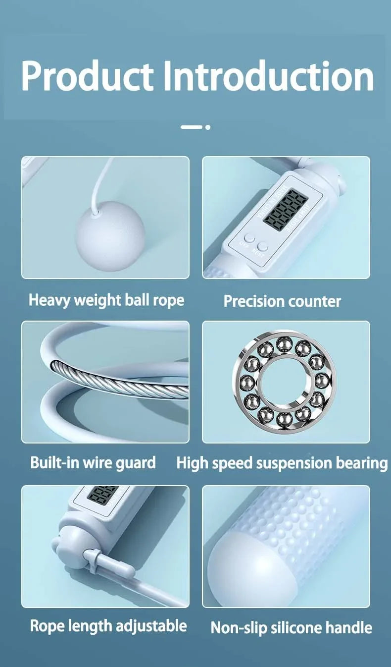 Counting Jump Rope Training Jump Rope Adjustable Digital Jump Rope Skipping Long Jump Rope for Gym Fitness Exercise