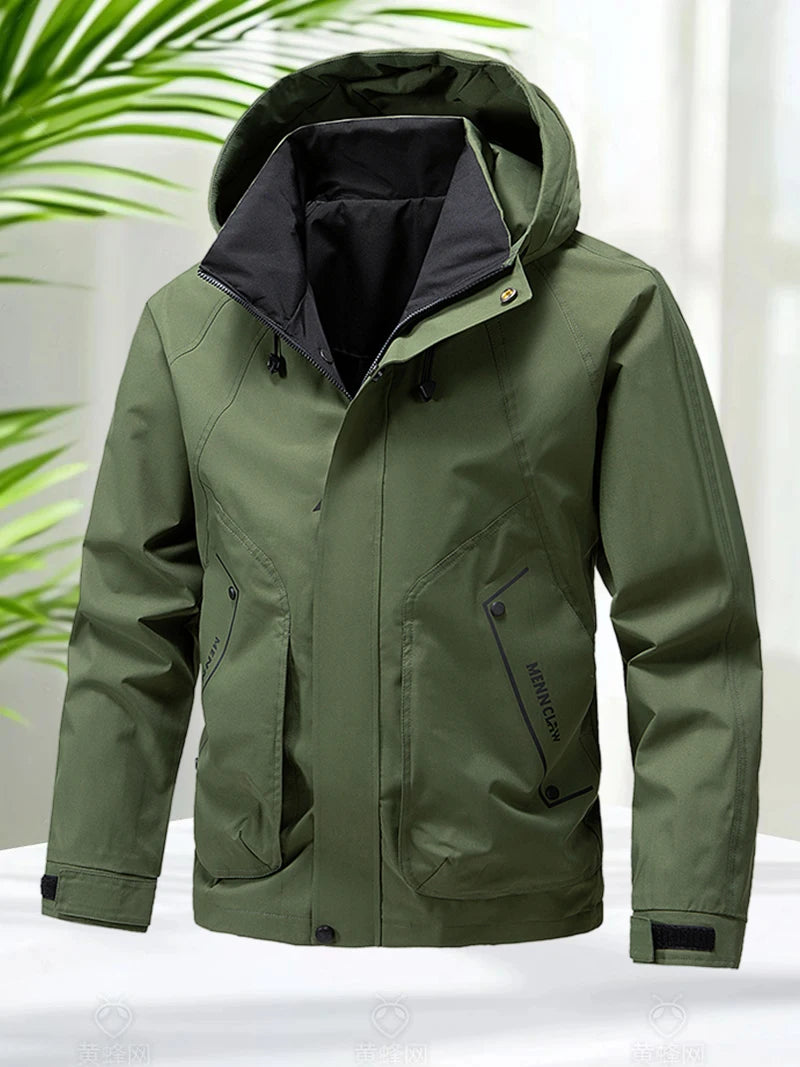 Hiking Jacket Men Waterproof Hooded Zip Up Jacket Lightweight Spring and Autumn Outerwear Coats Men Camping Trekking Clothes