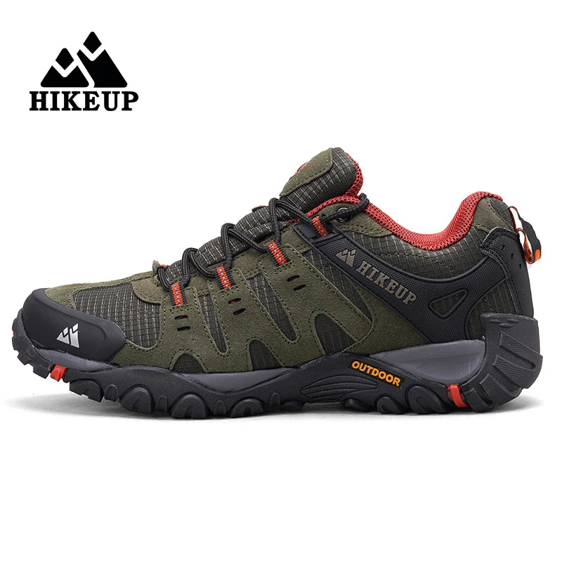 HIKEUP Men's hiking shoes Mountain trekking outdoor shoes Wear-resistant Men walking Suede leather High quality fashion sneakers