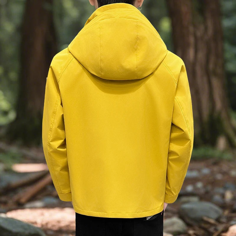 Hiking Jacket Men Waterproof Hooded Zip Up Jacket Lightweight Spring and Autumn Outerwear Coats Men Camping Trekking Clothes