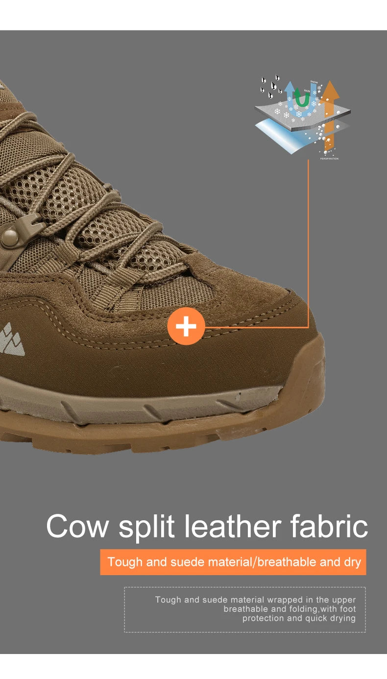 HIKEUP Non-slip Wear Resistant Outdoor Hiking Shoes Breathable Splashproof Climbing Men Sneaker Trekking Tourism Mountain Shoes